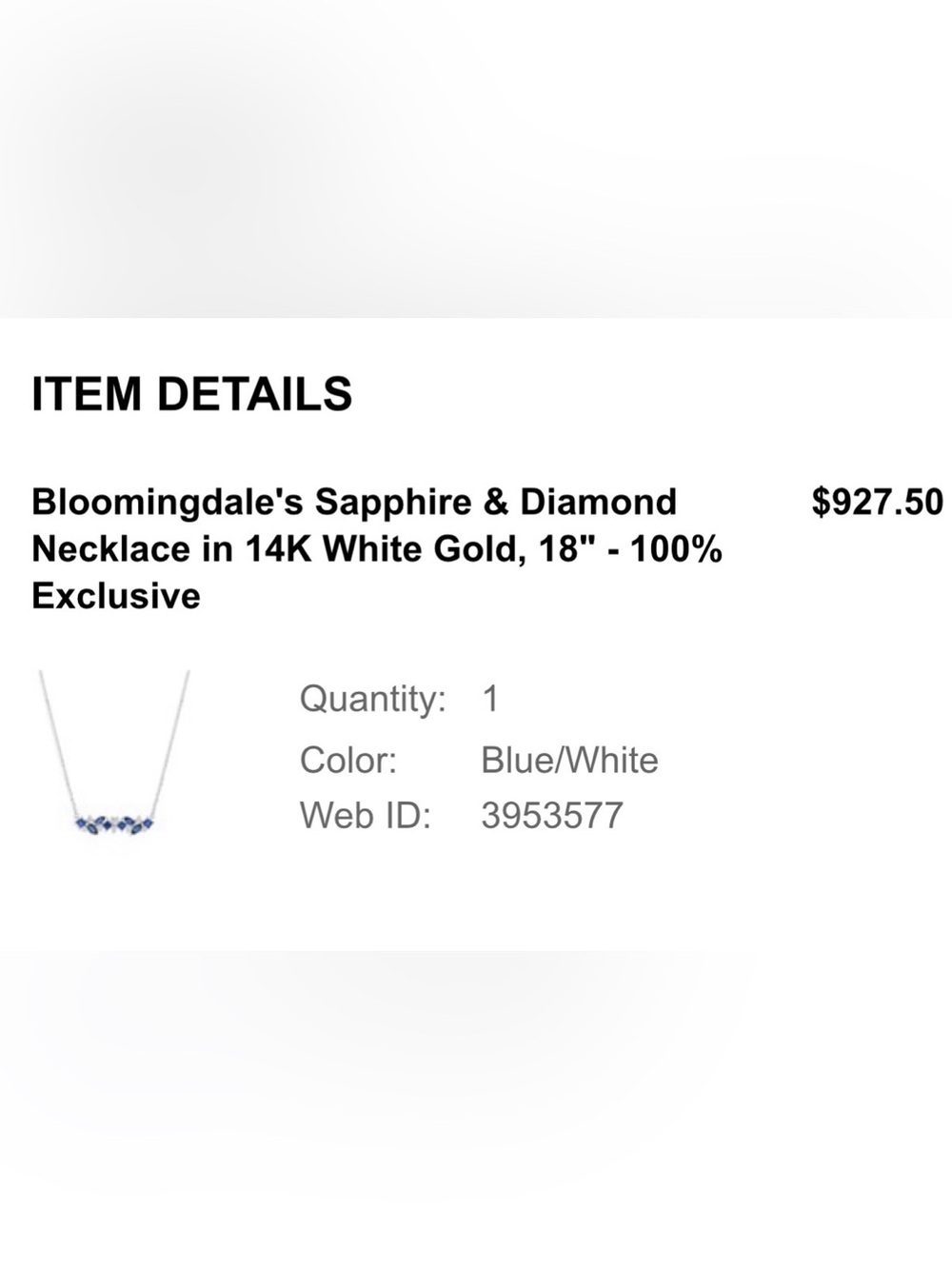 Bloomingdale's Blue and White Sapphire & Diamond Necklace